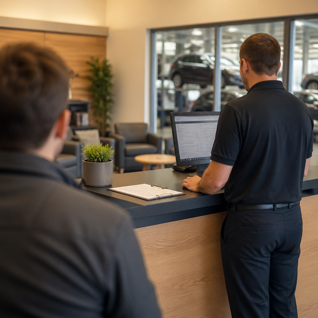 The AB Auto Repair front counter and customer waiting area